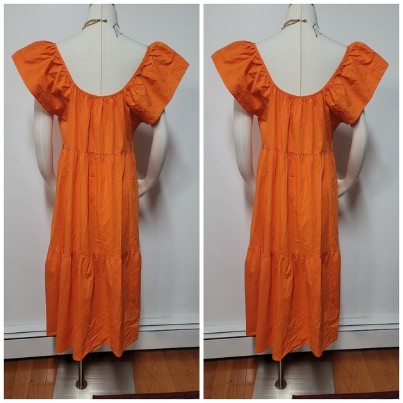 Anthropologie Amadi Luiza Tiered Maxi Dress Off Shoulder Orange sz - Picture 5 of 7